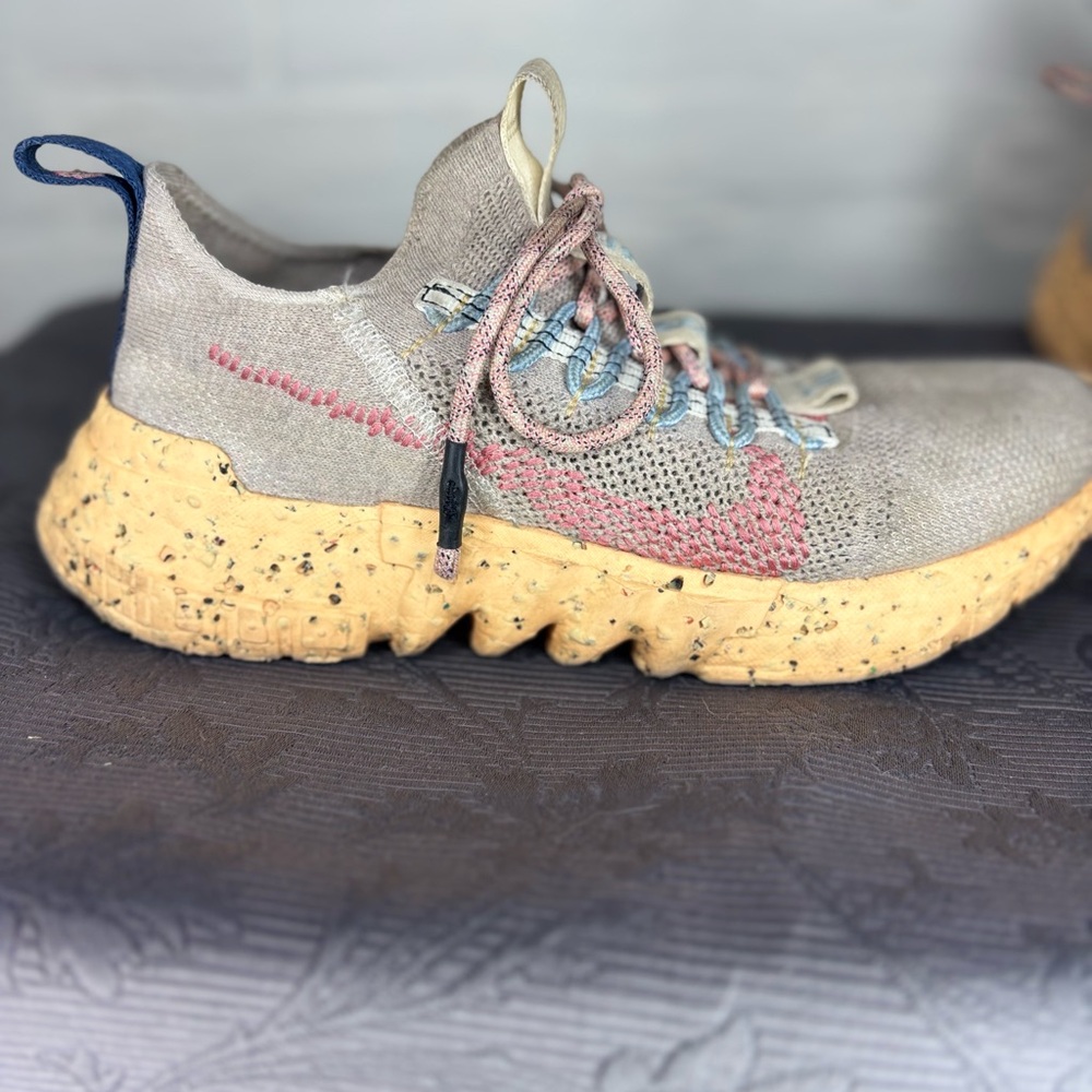 Nike Tan and Pink Sneakers with Mesh Upper and Cushioning Technology